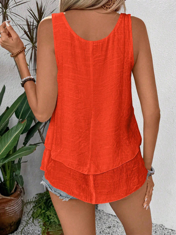 New vest tube top sling sleeveless double layer cake tail T-shirt top