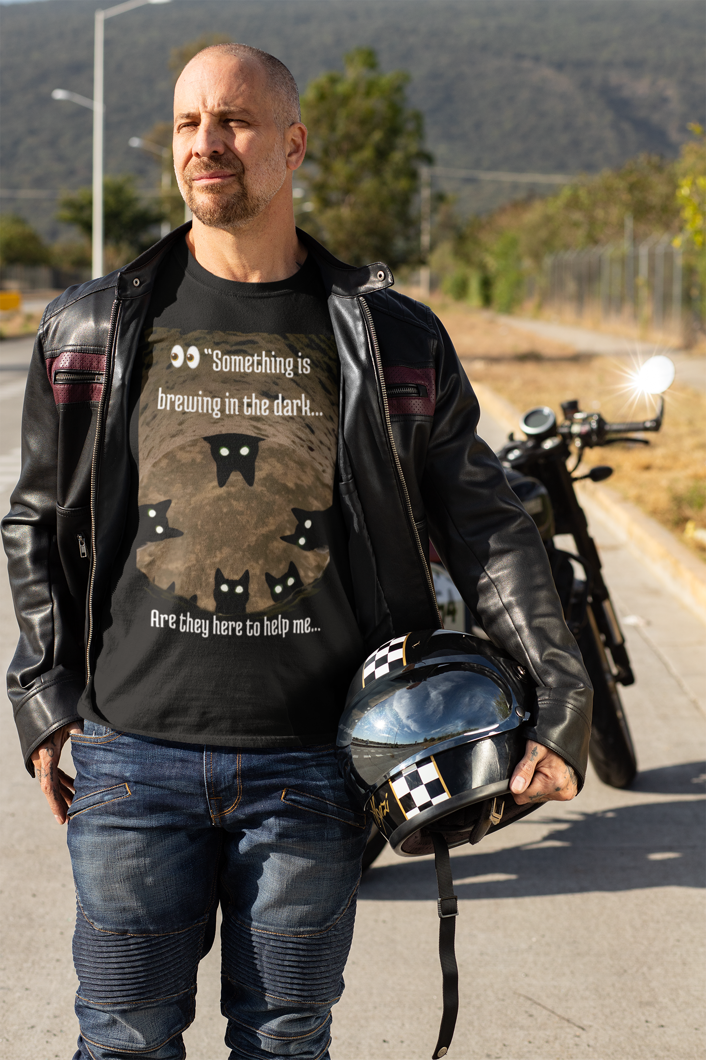 Mysterious Cat-Themed T-Shirt, Quirky Gift for Cat Lovers, Halloween Apparel, Unisex Garment-Dyed Tee, Fun Statement Shirt